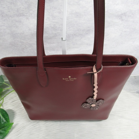 KATE SPADE Kerri Medium Smooth Leather Top Zip Tote Bag in Burgundy - Picture 13 of 13